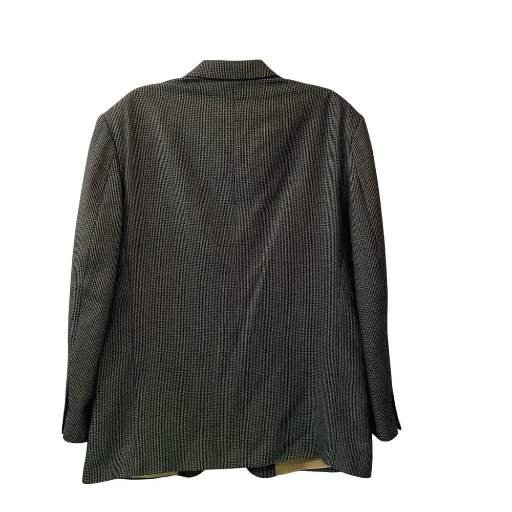Vintage 90s Oscar De La Renta Mens 44R Wool Blazer Houndstooth Sport Coat